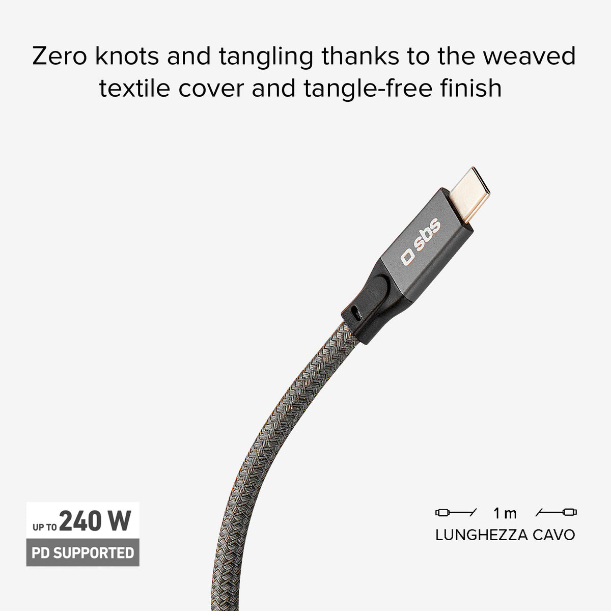 Daten - und Ladekabel USB-C auf USB-C 240 W mit Videowiedergabe