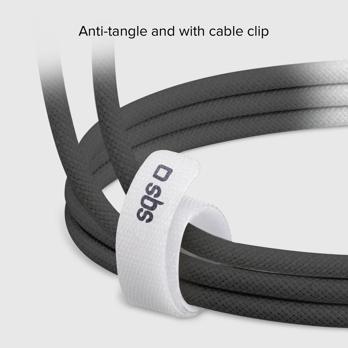 USB-C - USB-C-Textilkabel mit Kabelhalter, 1,5 Meter