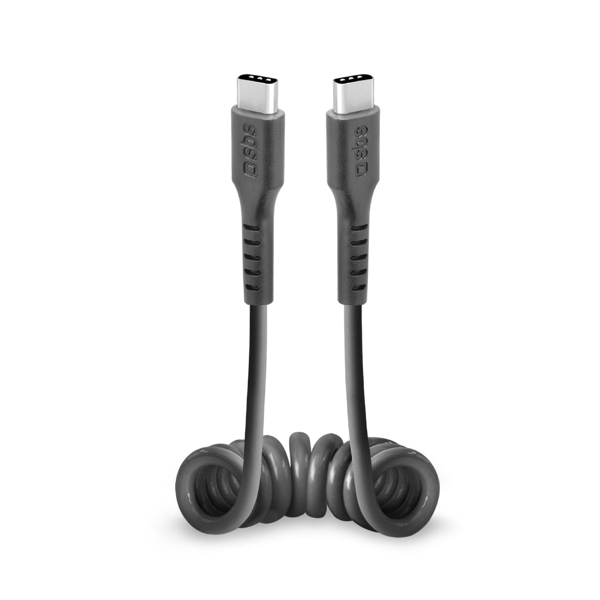 USB-C  auf USB-C Spiralkabel, 50 Zentimeter