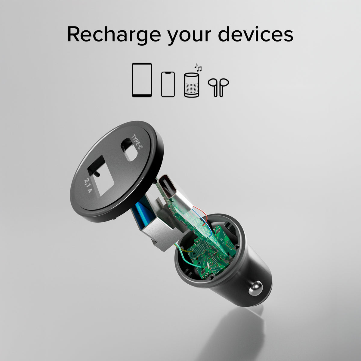 Typ C - USB KFZ-Ladegerät von 2.1A