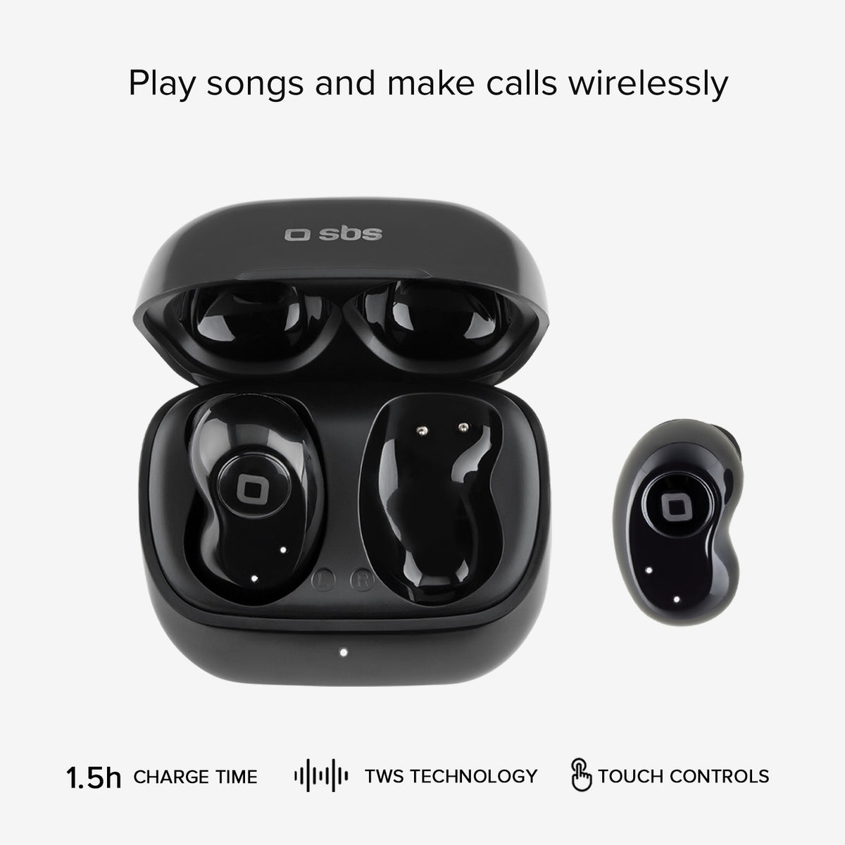 Twin Black Gem - Auricular TWS semi in-ear
