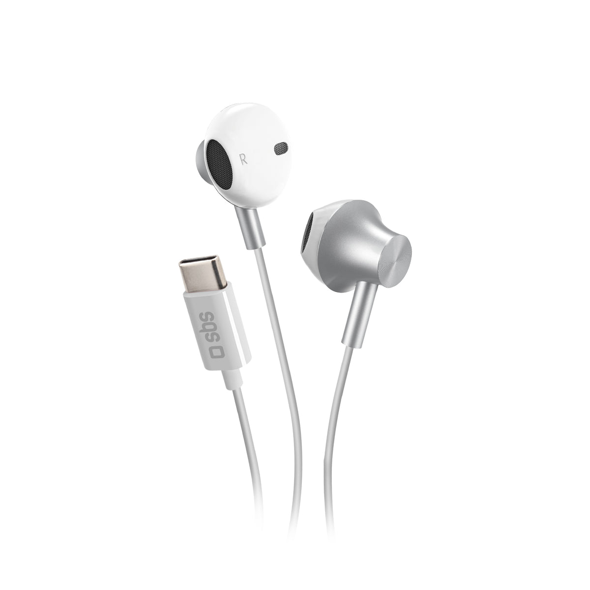 Semi-in-Ear-Kopfhörer aus Metall mit USB-C-Anschluss und integrierten Steuerungstasten