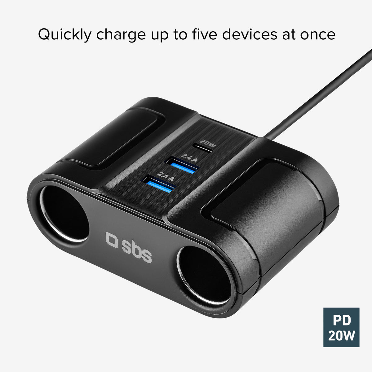 100-W-Auto-Splitter zum schnellen Aufladen von bis zu 5 Geräten