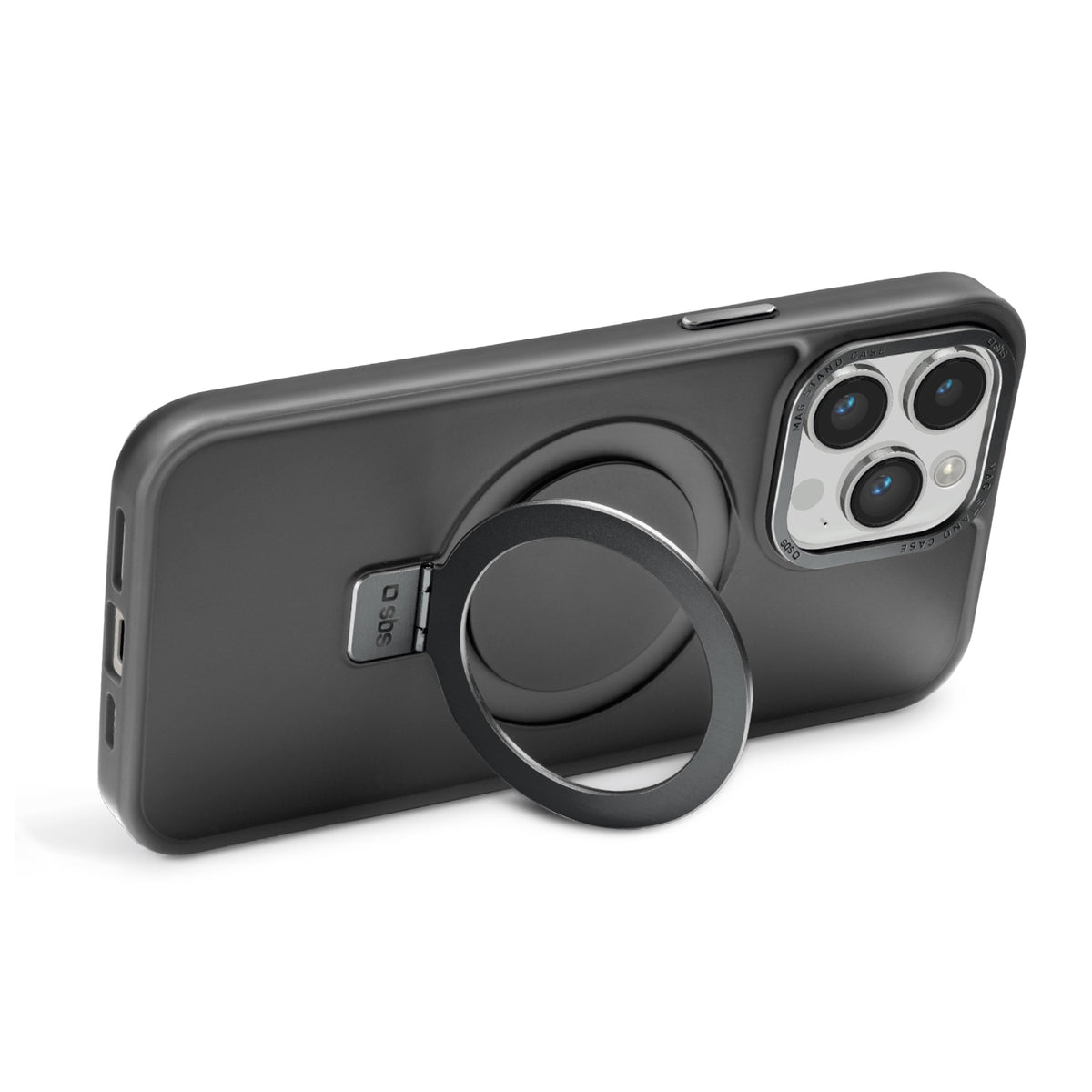 MagSafe-kompatible Ladehülle mit Metallverarbeitung und Ring mit Standfunktion für iPhone 14 Pro Max