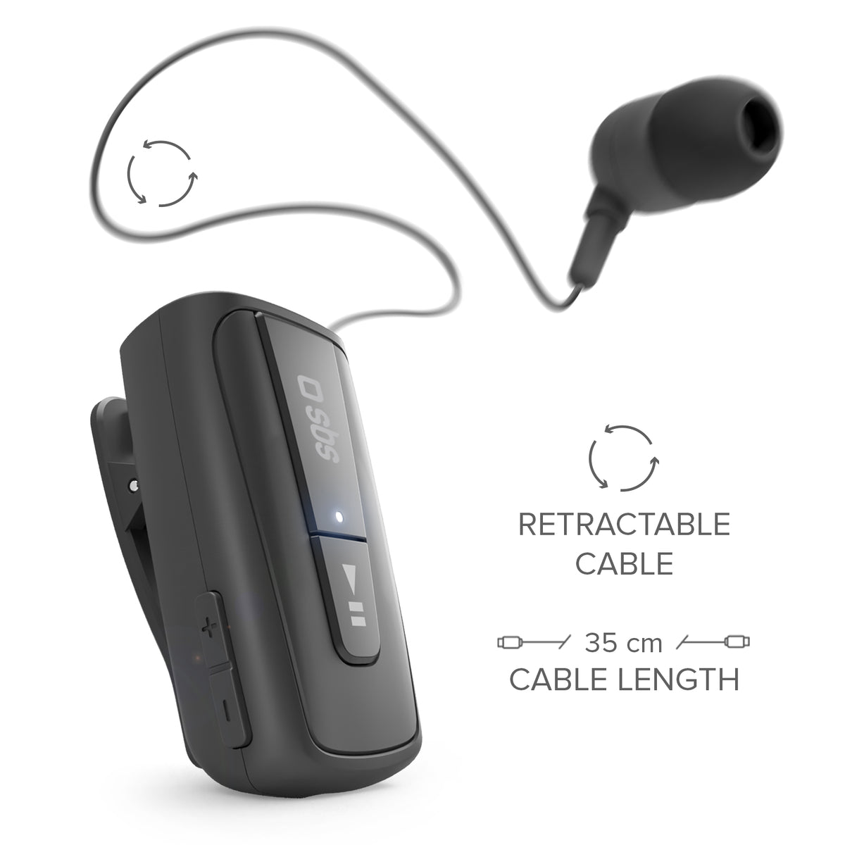 Auricular inalámbrico con clip de rodillo