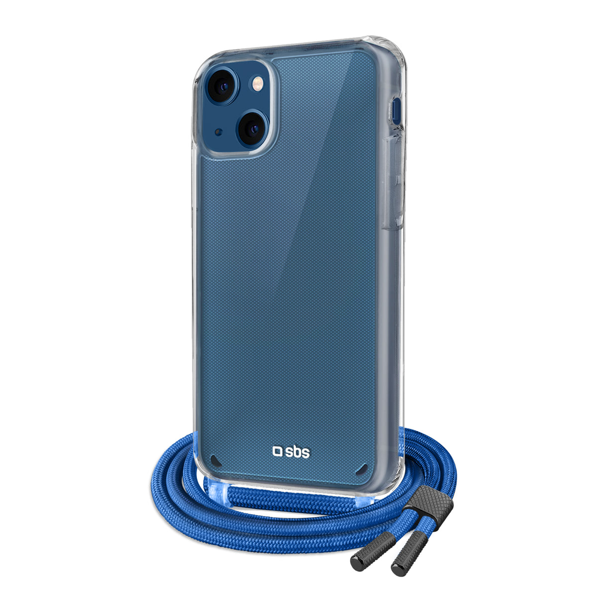 Transparente Hülle mit farbigem Umhängeband für das iPhone 13