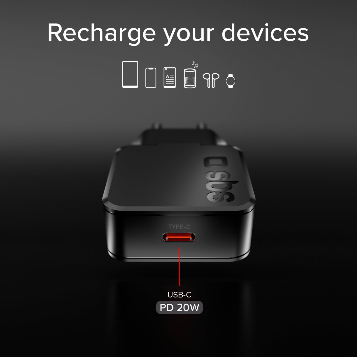 Chargeur mural 20W USB-C Ultra Slim, adapté pour MacBook Neo