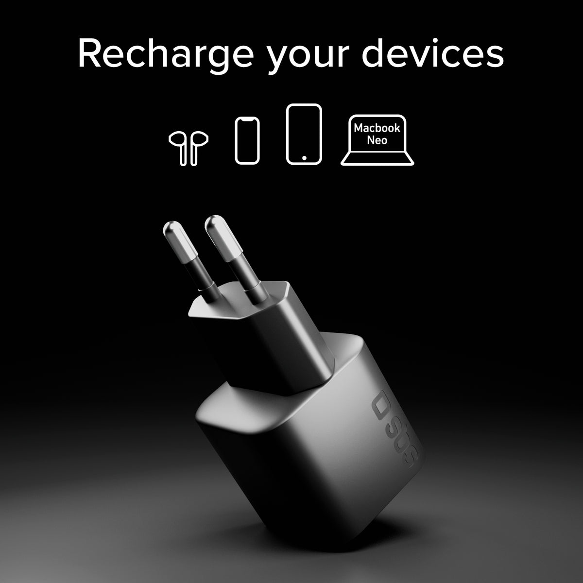 Caricatore da muro USB-C 20W GaN PD 3.0 mini size per smartphone e tablet