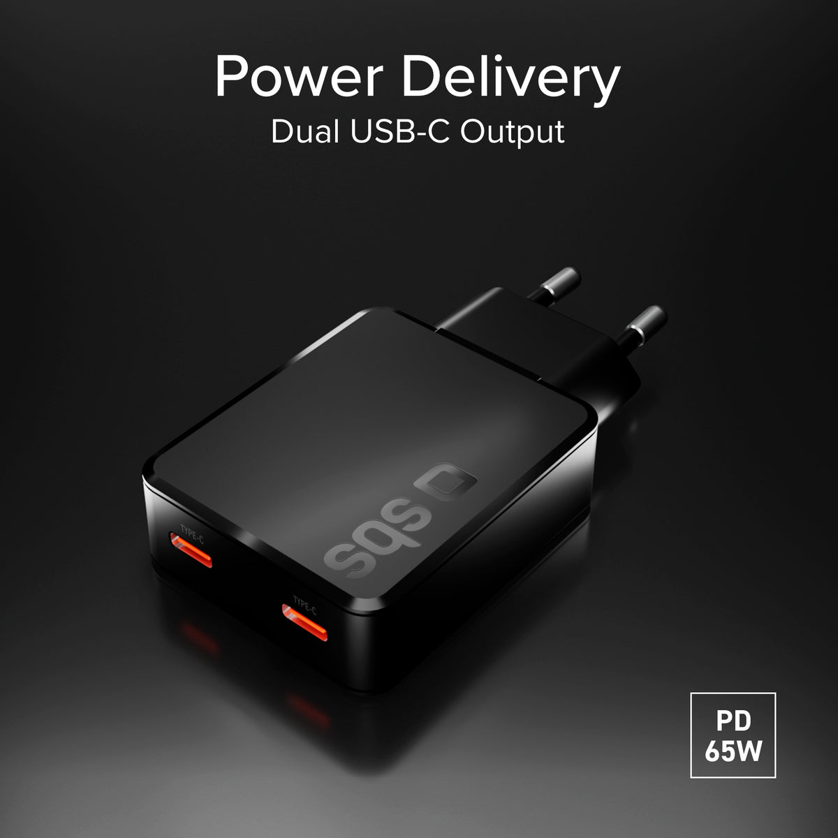 Ultraflaches 65-W-USB-C-Wandladegerät mit 2 Ausgängen