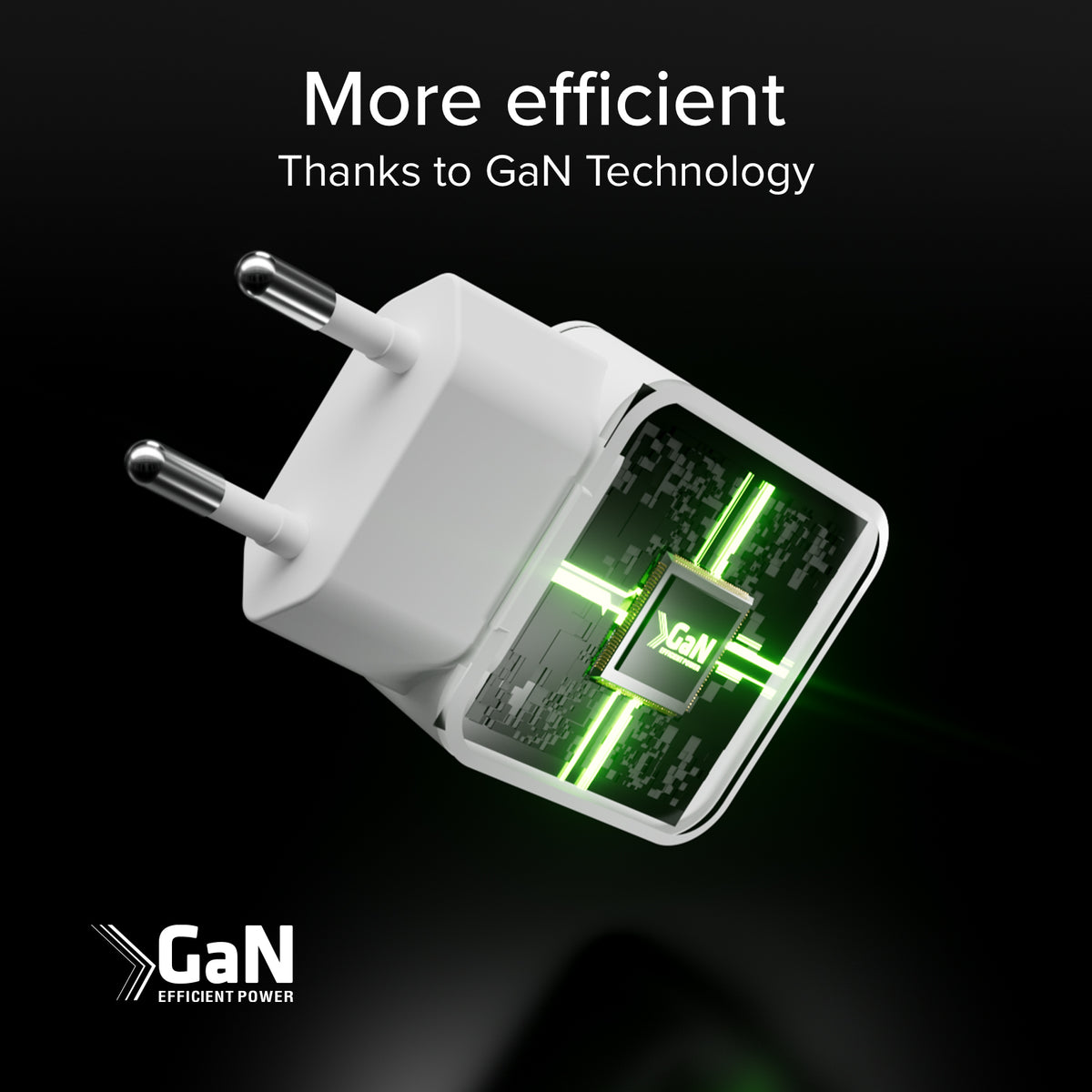 GaN ultraflaches 65-Watt-Ladegerät mit zwei USB-C Power Delivery-Anschlüssen, europäischer Stecker