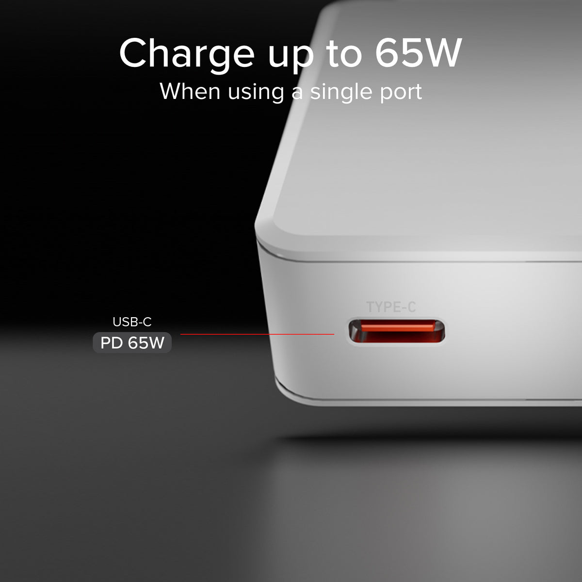 GaN ultraflaches 65-Watt-Ladegerät mit zwei USB-C Power Delivery-Anschlüssen, europäischer Stecker