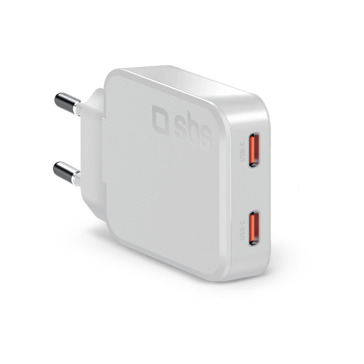 GaN ultraflaches 65-Watt-Ladegerät mit zwei USB-C Power Delivery-Anschlüssen, europäischer Stecker