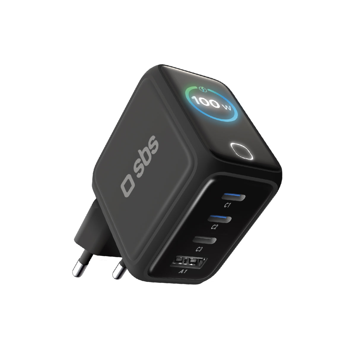 100-W-USB-C-Ladegerät mit TFT-Display und 4 Ports für schnelles Laden von Smartphones, Tablets und Laptops