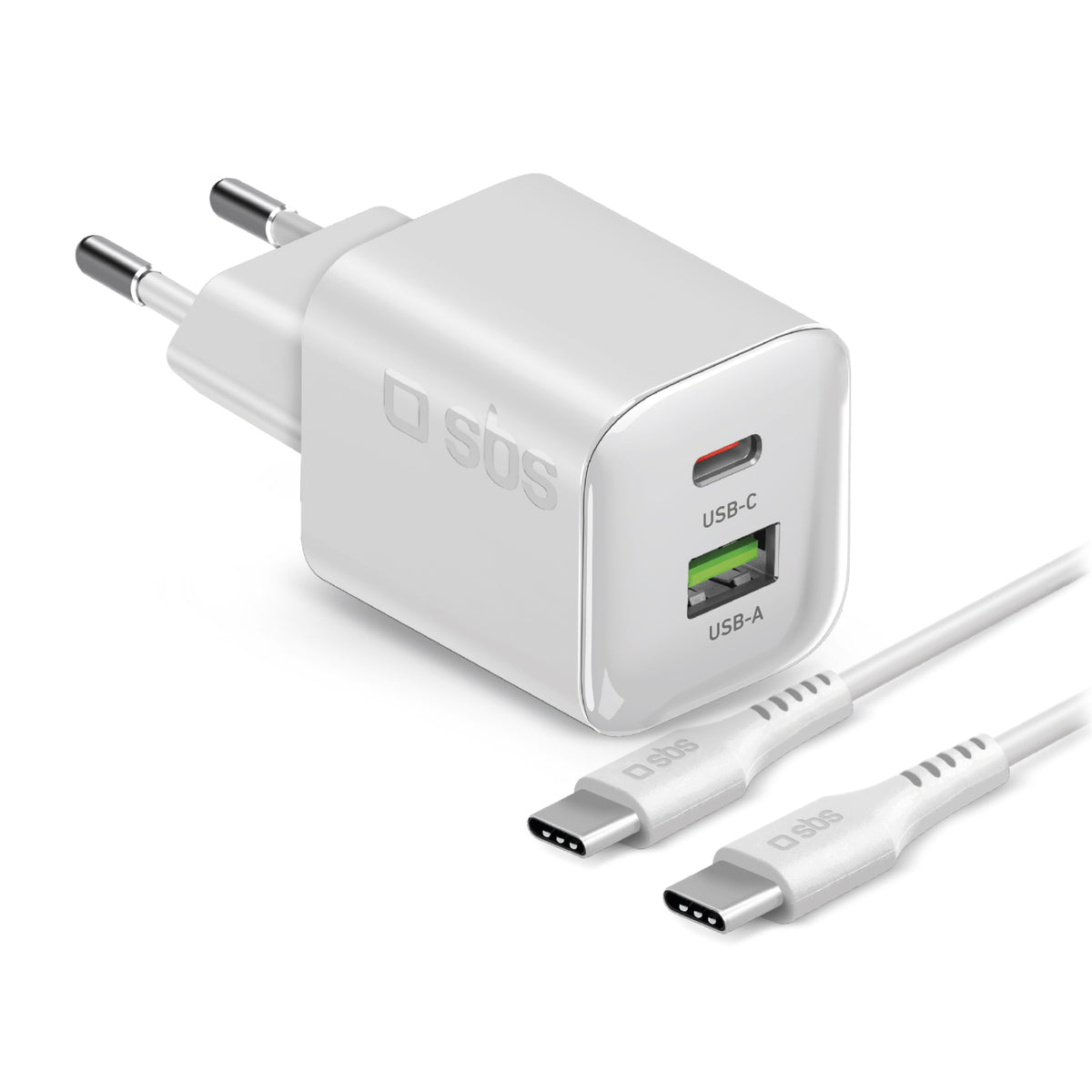 30W GaN Wandladegerät-Kit mit integriertem Power Delivery und 1,5 m USB-C-Kabel