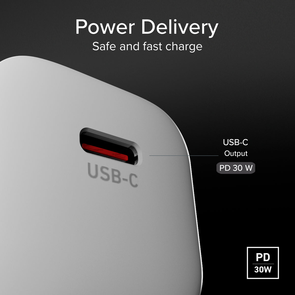 30W USB-C Power Delivery Ladegerät-Kit mit 1,5 m USB-C-Kabel und geflochtener Stoffummantelung