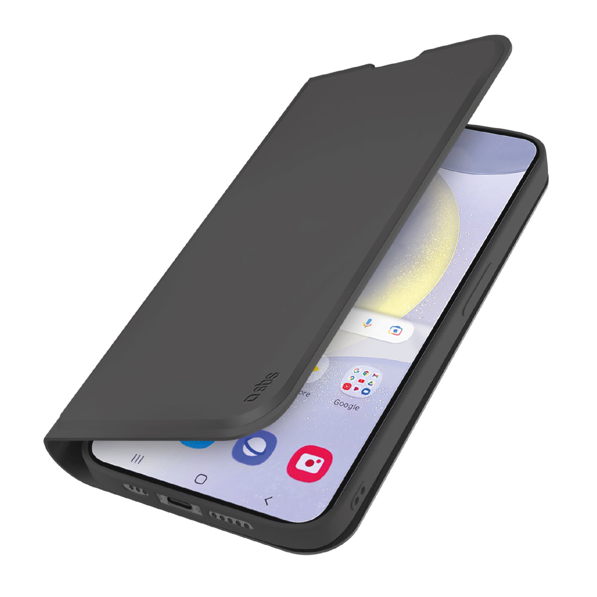Book-style case with stand support and soft touch surface for Samsung Galaxy S25+