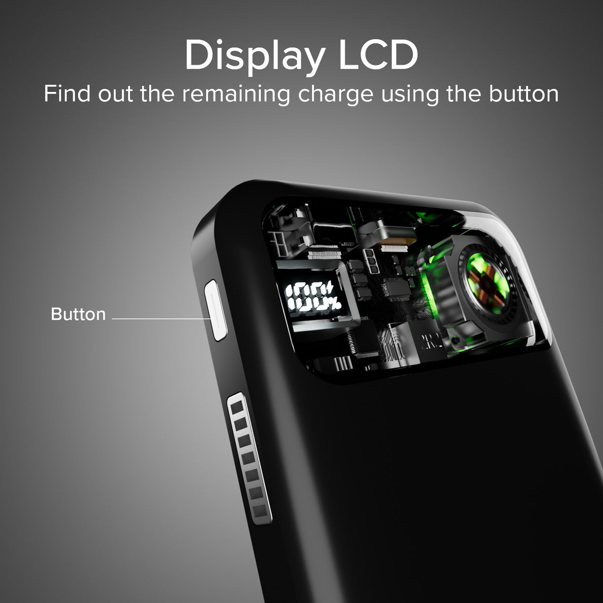 Power bank wireless da 10.000 mAh con ventola di raffreddamento
