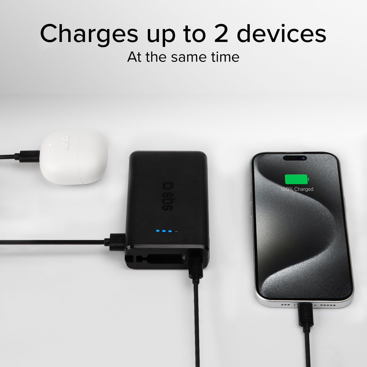 Powerbank Power Delivery 20 W 10000 mAh mit integriertem USB-C-Kabel