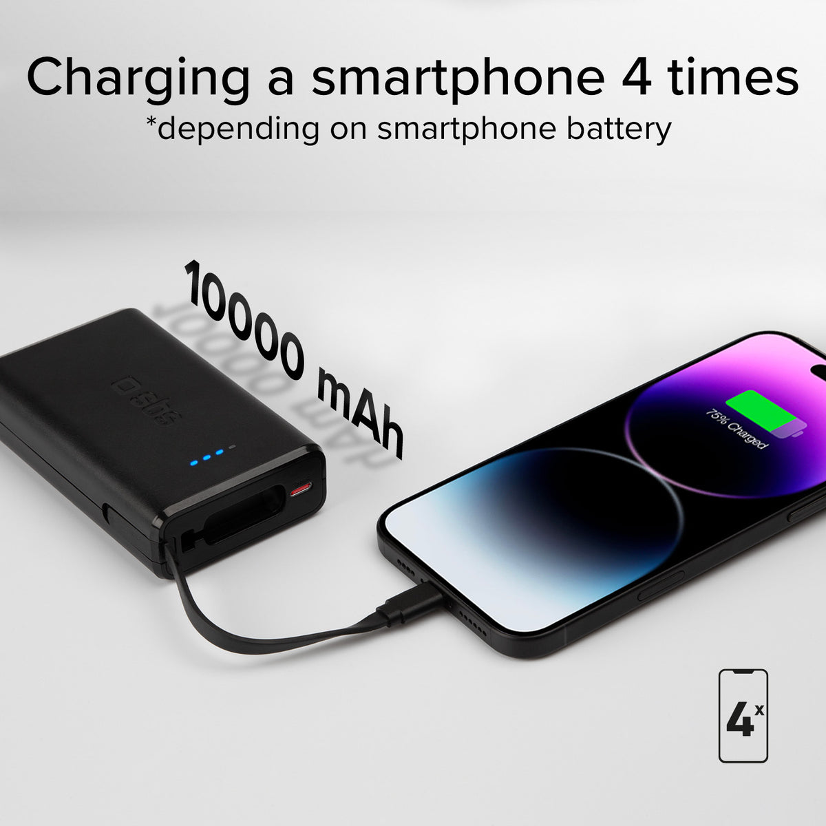 Powerbank Power Delivery 20 W 10000 mAh mit integriertem USB-C-Kabel