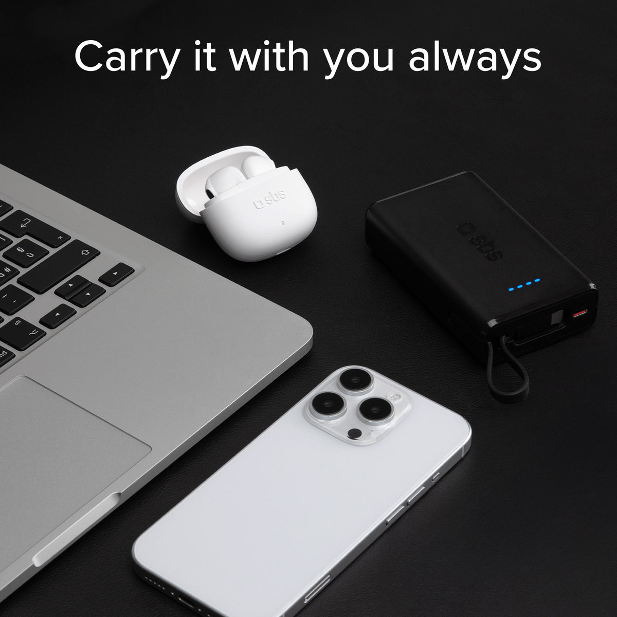 Powerbank Power Delivery 20 W 10000 mAh mit integriertem USB-C-Kabel